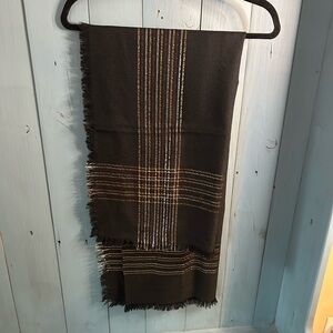 Vintage Echo Black Scarf with Gold & Silver Threads 48x51